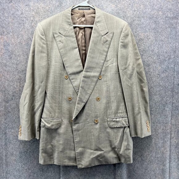 Ermenegildo Zegna Blazer Mens 46R Beige Double Breasted Trofeo Wool Jacket Dress - Picture 1 of 12
